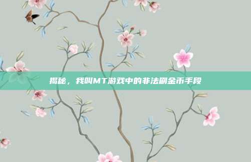揭秘,我叫MT游戏中的非法刷金币手段