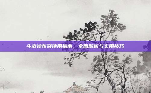 斗战神布袋使用指南,全面解析与实用技巧