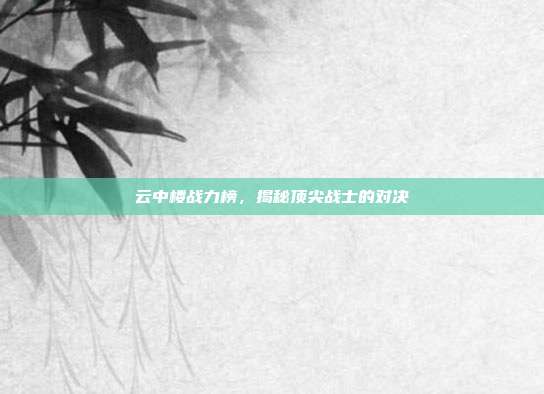 云中楼战力榜,揭秘顶尖战士的对决