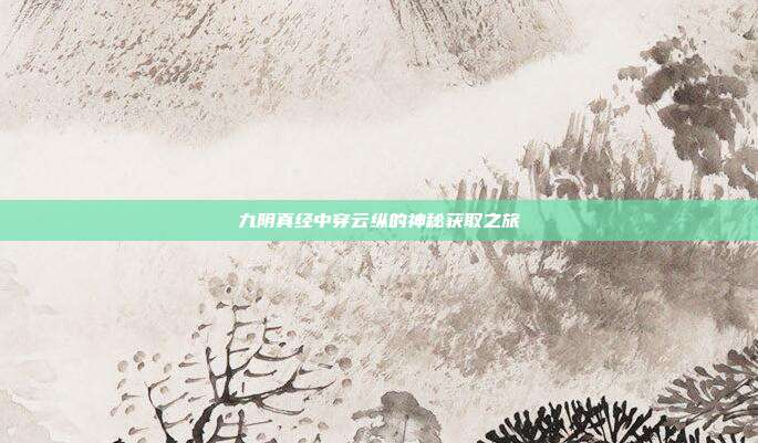 九阴真经中穿云纵的神秘获取之旅