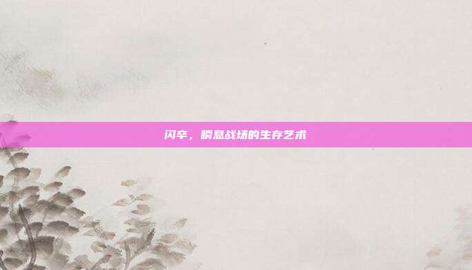 闪卒,瞬息战场的生存艺术