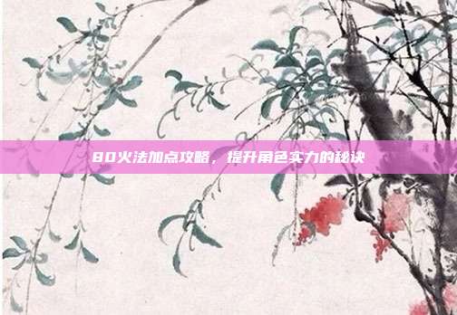80火法加点攻略,提升角色实力的秘诀