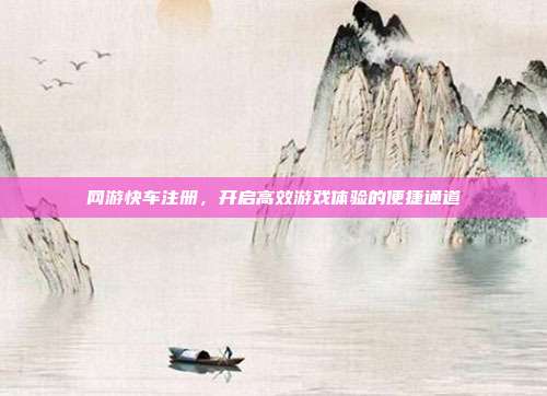 网游快车注册，开启高效游戏体验的便捷通道