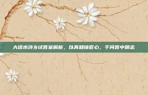 大话水浒乡试答案解析,以真知铸匠心,于问答中明志