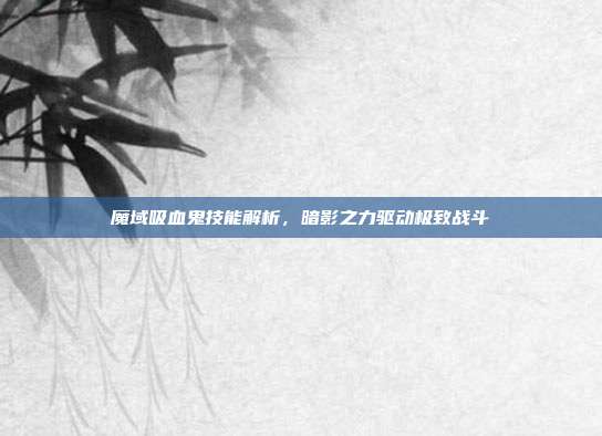 魔域吸血鬼技能解析,暗影之力驱动极致战斗