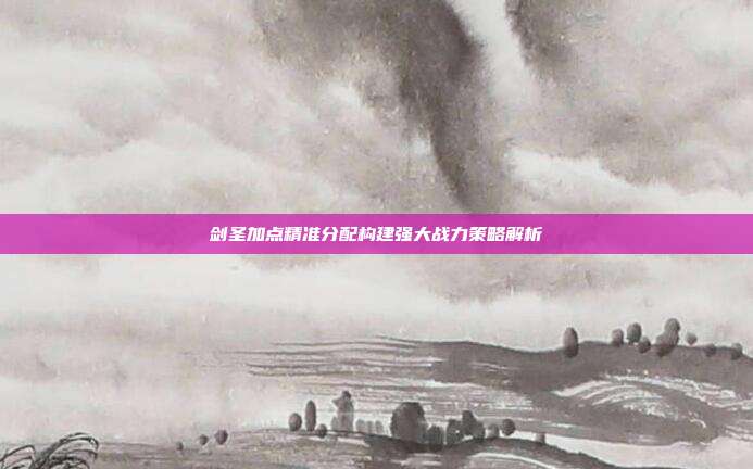 剑圣加点精准分配构建强大战力策略解析