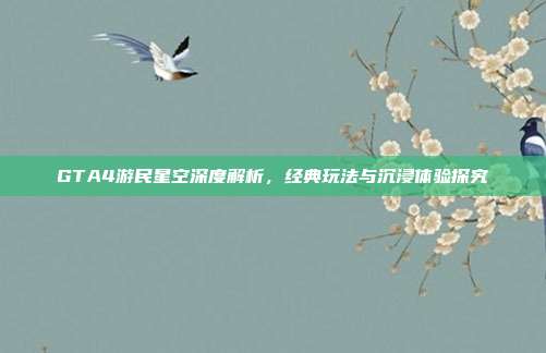 GTA4游民星空深度解析,经典玩法与沉浸体验探究