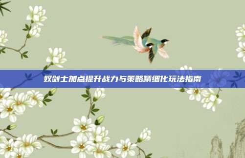 奴剑士加点提升战力与策略精细化玩法指南