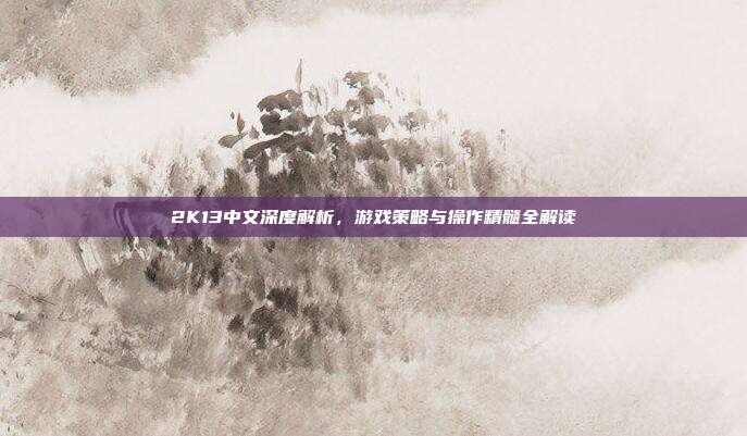 2K13中文深度解析,游戏策略与操作精髓全解读