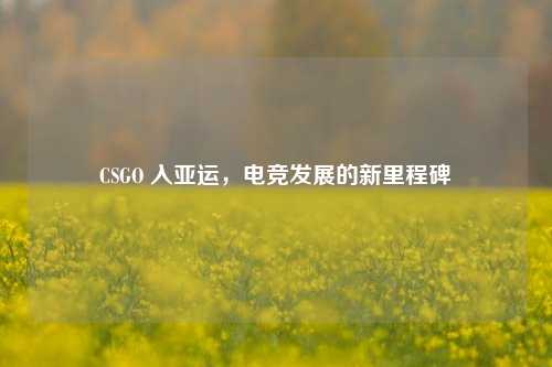 CSGO 入亚运,电竞发展的新里程碑