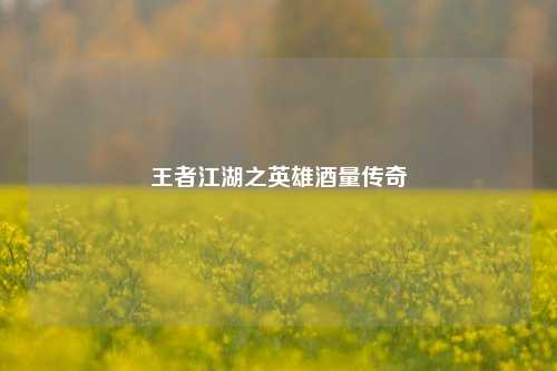 王者江湖之英雄酒量传奇