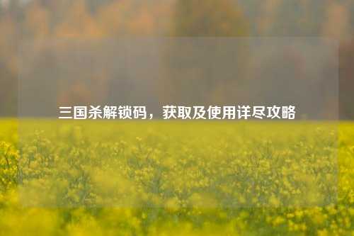 三国杀解锁码,获取及使用详尽攻略