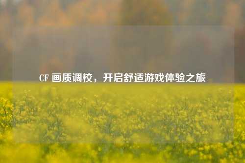 CF 画质调校,开启舒适游戏体验之旅
