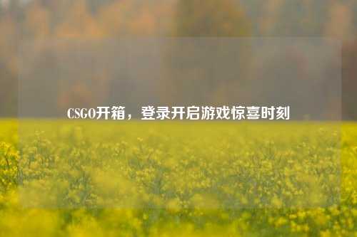 CSGO开箱,登录开启游戏惊喜时刻
