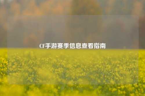 CF手游赛季信息查看指南