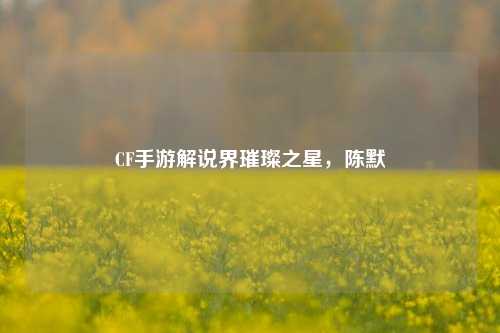 CF手游解说界璀璨之星,陈默