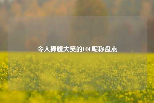 令人捧腹大笑的LOL昵称盘点