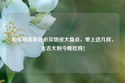 和平精英背包必买物资大盘点,带上这几样,大吉大利今晚吃鸡!
