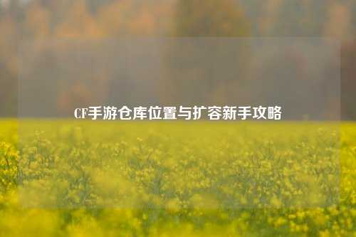 CF手游仓库位置与扩容新手攻略