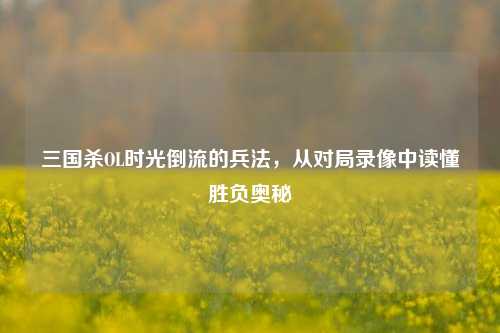 三国杀OL时光倒流的兵法,从对局录像中读懂胜负奥秘
