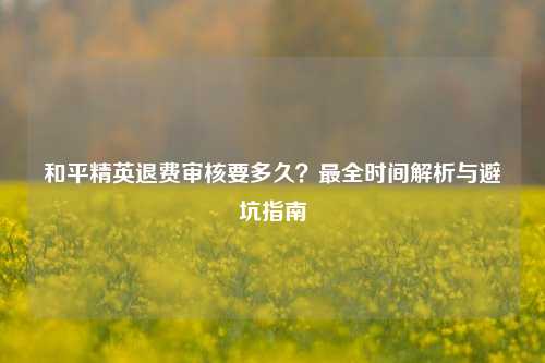 和平精英退费审核要多久?最全时间解析与避坑指南