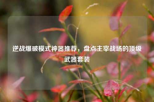 逆战爆破模式神器推荐,盘点主宰战场的顶级武器套装