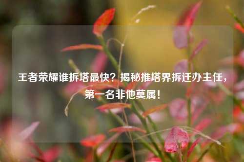 王者荣耀谁拆塔最快?揭秘推塔界拆迁办主任,第一名非他莫属!