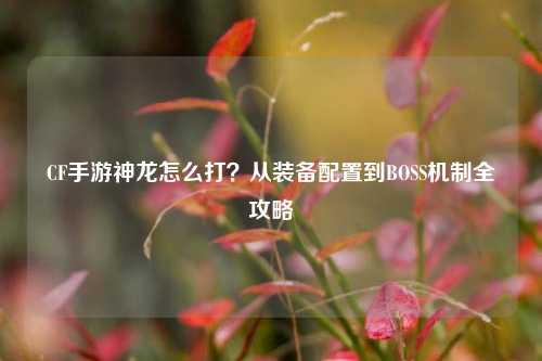 CF手游神龙怎么打?从装备配置到BOSS机制全攻略