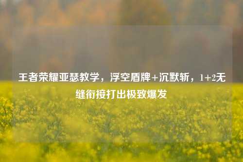 王者荣耀亚瑟教学,浮空盾牌+沉默斩,1+2无缝衔接打出极致爆发