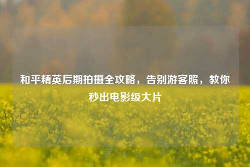 和平精英后期拍摄全攻略,告别游客照,教你秒出电影级大片