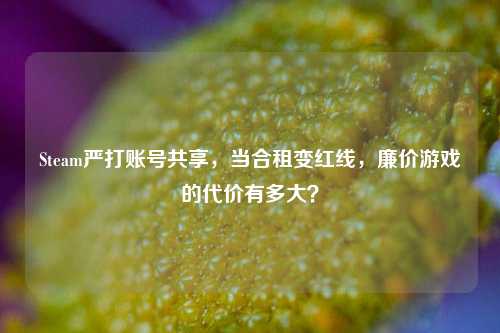 Steam严打账号共享,当合租变红线,廉价游戏的代价有多大?