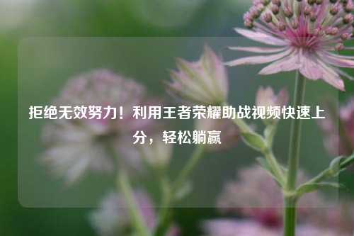 拒绝无效努力!利用王者荣耀助战视频快速上分,轻松躺赢