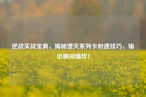 逆战实战宝典,揭秘湮灭系列卡射速技巧,输出瞬间爆炸!