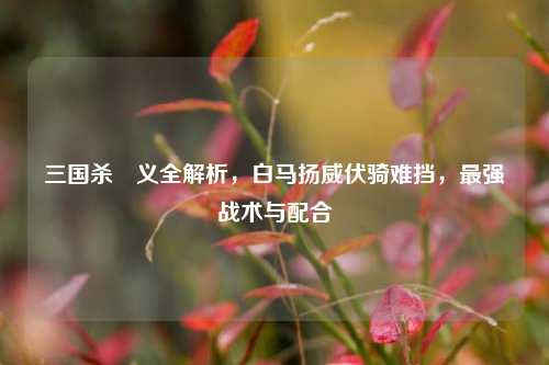 三国杀麹义全解析,白马扬威伏骑难挡,最强战术与配合