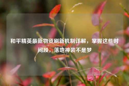 和平精英最新物资刷新机制详解,掌握这些时间段,落地神装不是梦