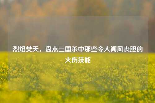 烈焰焚天,盘点三国杀中那些令人闻风丧胆的火伤技能