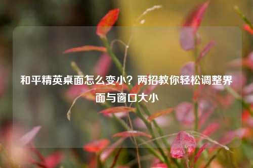 和平精英桌面怎么变小?两招教你轻松调整界面与窗口大小