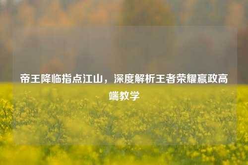 帝王降临指点江山,深度解析王者荣耀嬴政高端教学