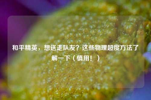 和平精英,想送走队友?这些物理超度方法了解一下(慎用!)