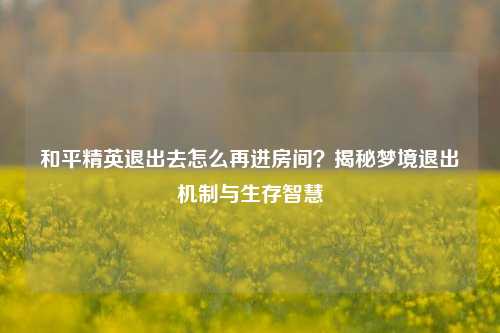 和平精英退出去怎么再进房间?揭秘梦境退出机制与生存智慧