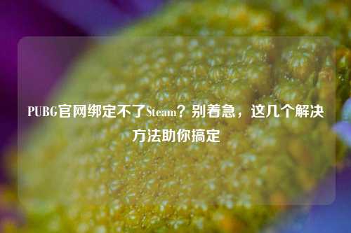 PUBG官网绑定不了Steam?别着急,这几个解决方法助你搞定