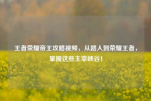 王者荣耀帝王攻略视频,从路人到荣耀王者,掌握这些主宰峡谷!