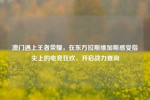 澳门遇上王者荣耀,在东方拉斯维加斯感受指尖上的电竞狂欢,开启战力查询