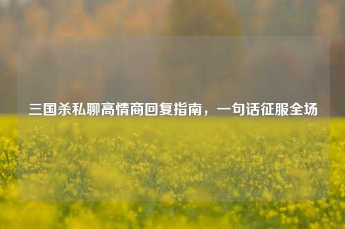 三国杀私聊高情商回复指南,一句话征服全场