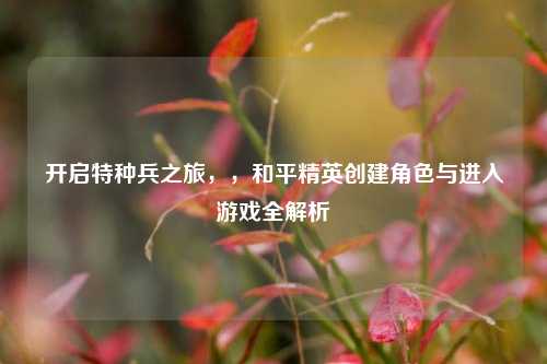 开启特种兵之旅,,和平精英创建角色与进入游戏全解析