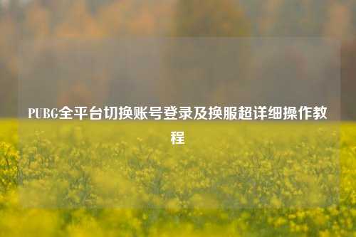 PUBG全平台切换账号登录及换服超详细操作教程