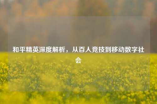 和平精英深度解析,从百人竞技到移动数字社会