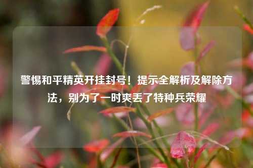 警惕和平精英开挂封号!提示全解析及解除方法,别为了一时爽丢了特种兵荣耀