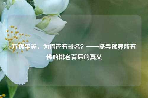 万佛平等,为何还有排名?——探寻佛界所有佛的排名背后的真义