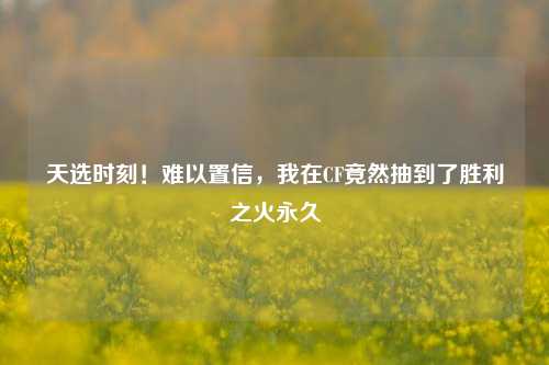 天选时刻!难以置信,我在CF竟然抽到了胜利之火永久